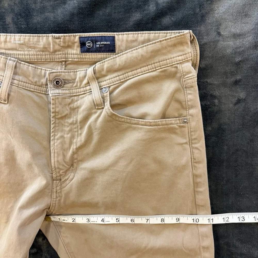 AG Adriano Goldschmied Everett Pants Mens 31x28 Khaki Slim Straight Stretch